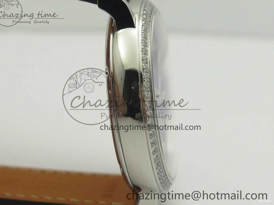 MIROTIME 1224 Fashionable Portofino IW458101 Diamond Bezel SS MK 1:1 Best Edition Blue Dial On Blue Leather Strap MIYOTA 7169